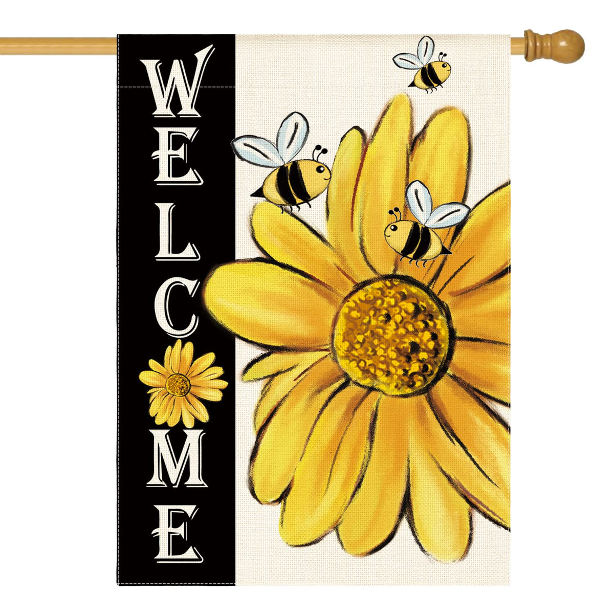 AVOIN colorlife sunflower flag front view for vibrant curb appeal and double-sided display.