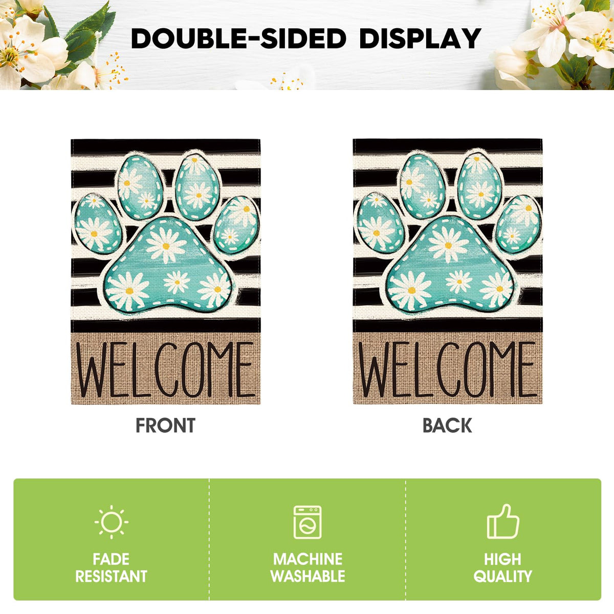 AVOIN colorlife weather-resistant polyester flag withstands outdoor conditions.