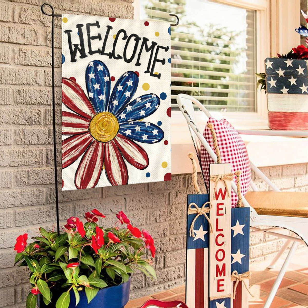 AVOIN colorlife weather-resistant polyester flag withstands outdoor rain.