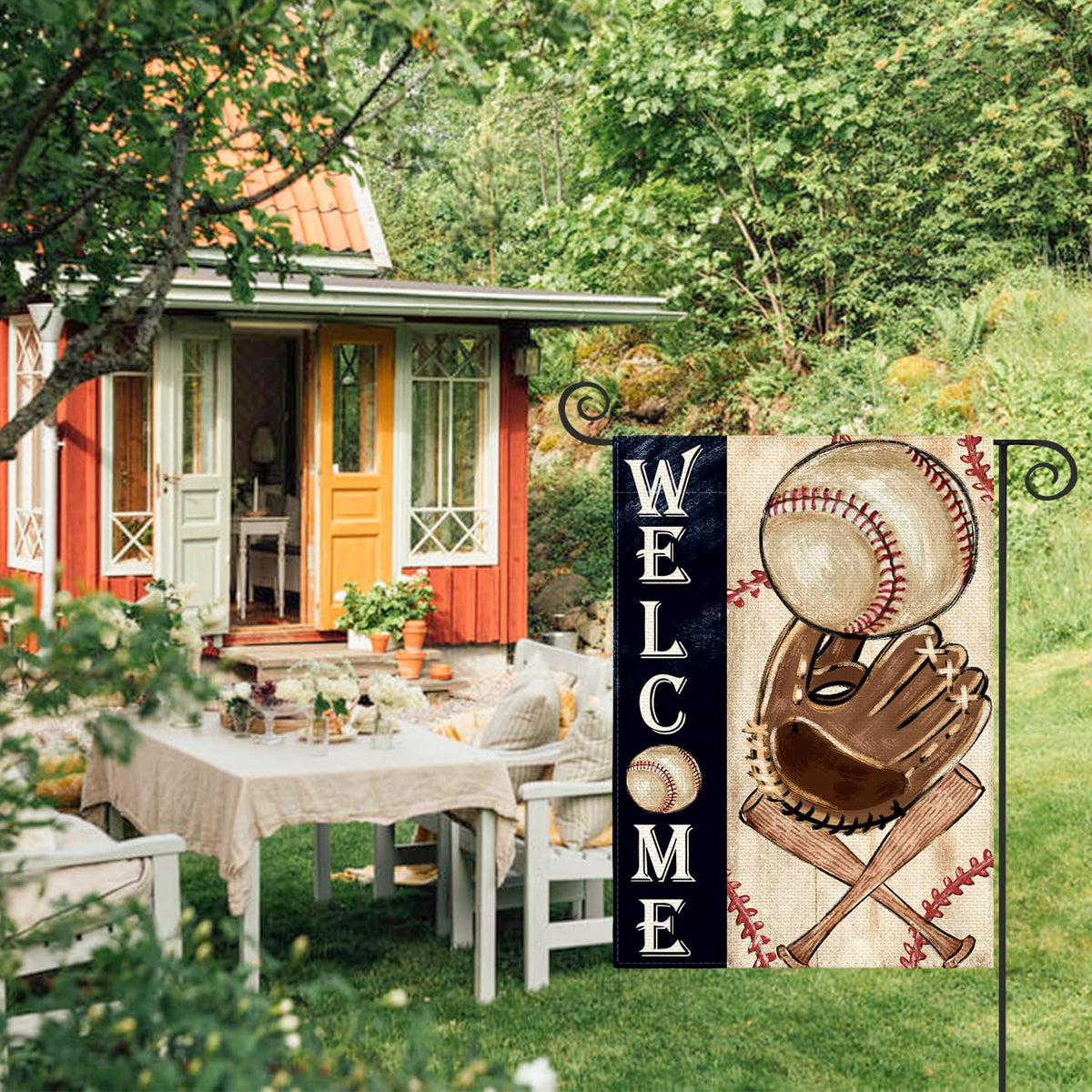 AVOIN colorlife Welcome flag double-sided visibility readable from both sides