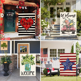 AVOIN colorlife welcome flag for porch, easy hanging on any railing