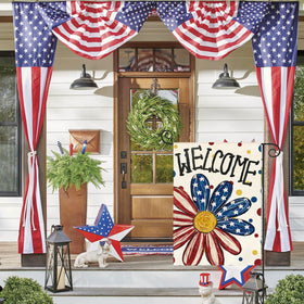 AVOIN colorlife daisy garden flag with patriotic motif for yard decor.