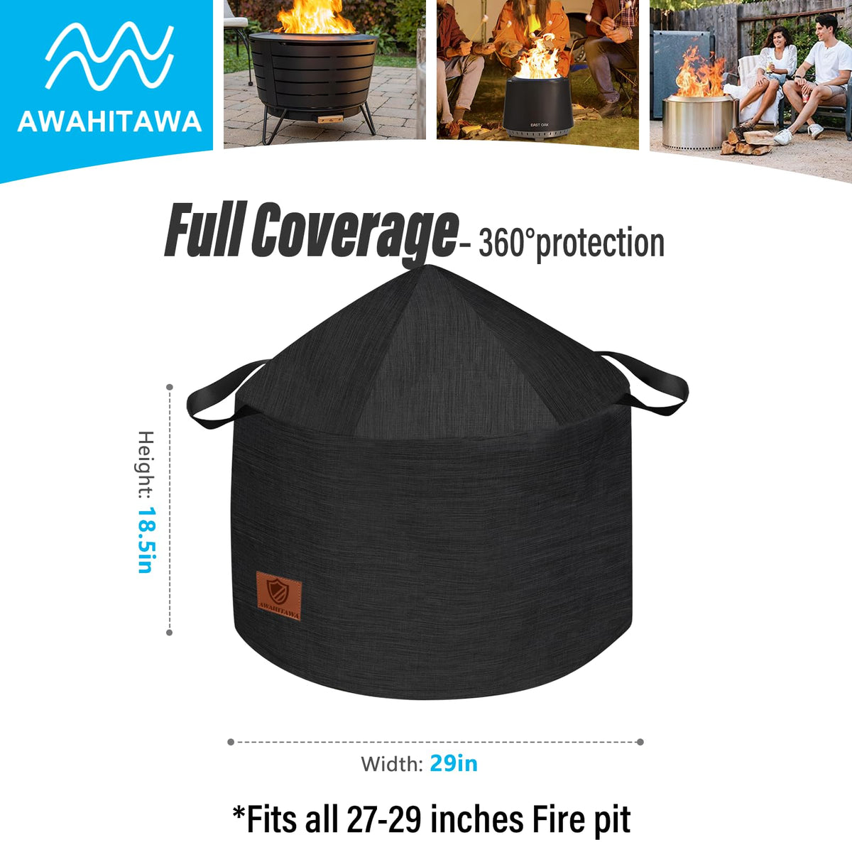 Round outdoor Yukon cover fits 29x18.5 inch stove for outdoor use