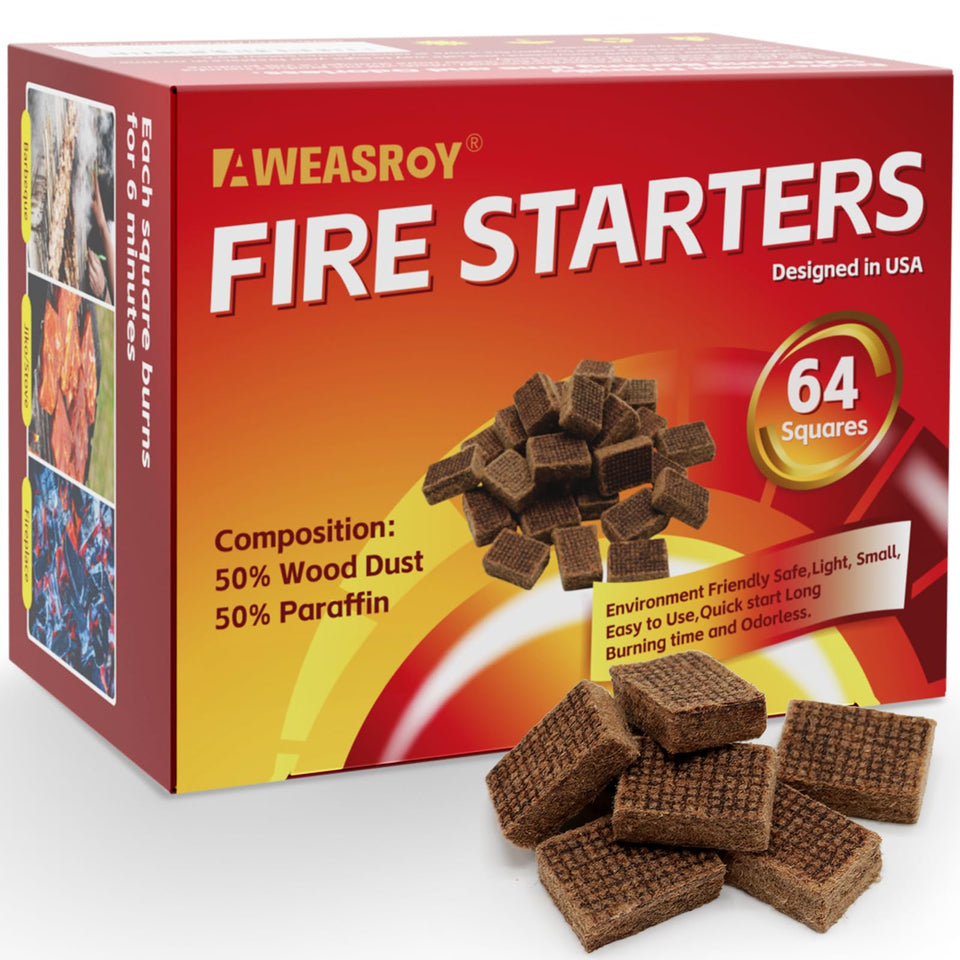 AWEASROY fire starter squares 64 pack ready for quick ignition in any fire pit