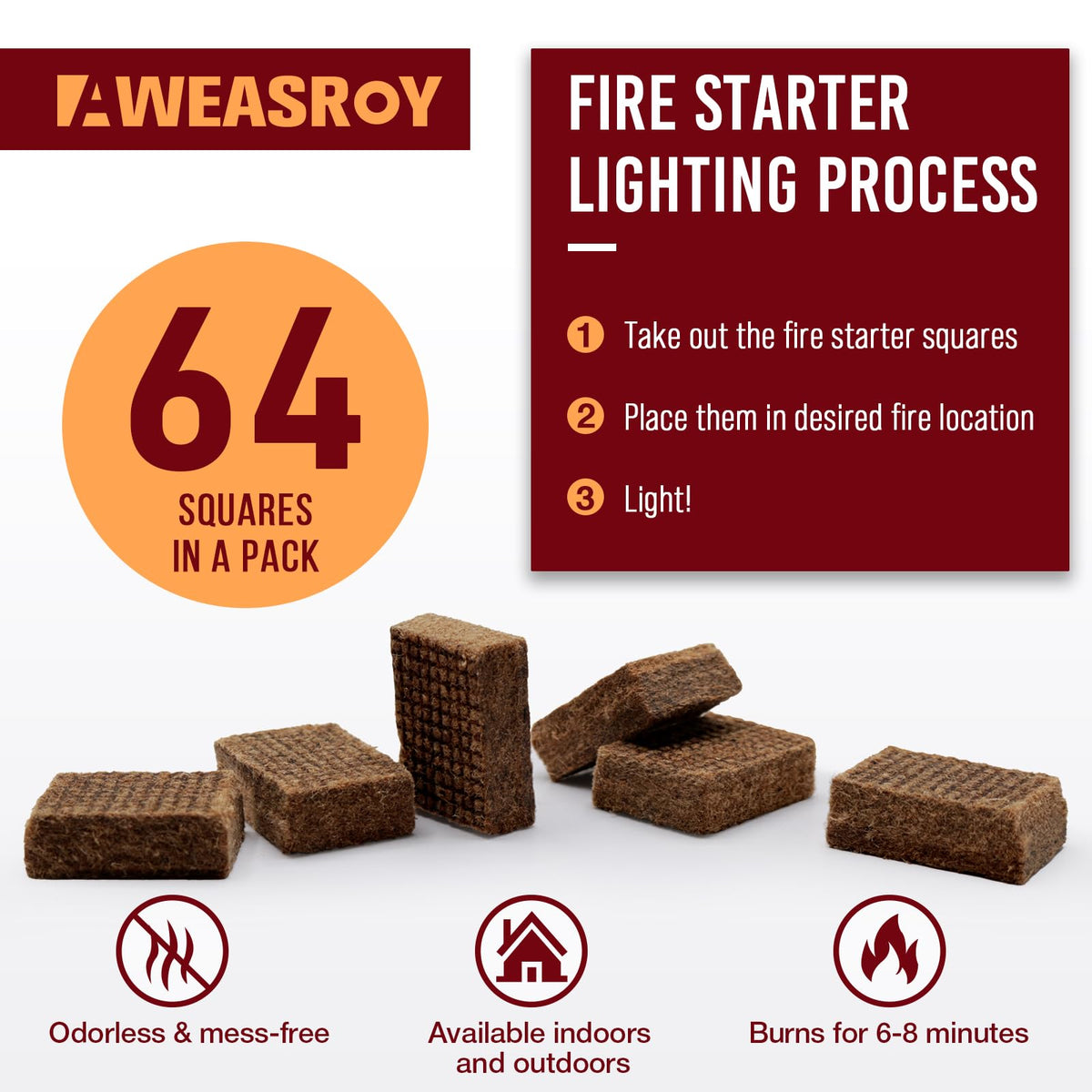 AWEASROY water-resistant fire starter square lighting in windy conditions.