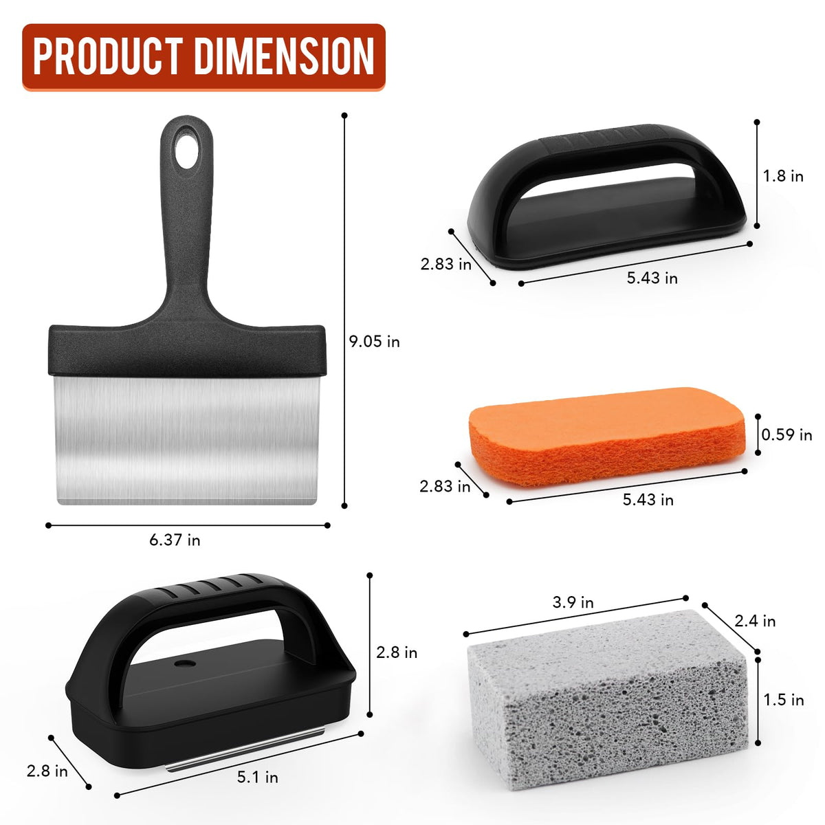 AWEASROY griddle cleaning kit with handle prevents scalding during use.