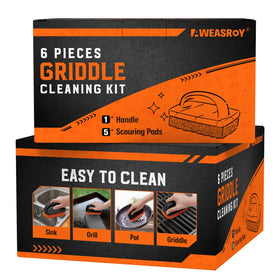 AWEASROY griddle cleaning kit packaging showing organized contents for easy storage.