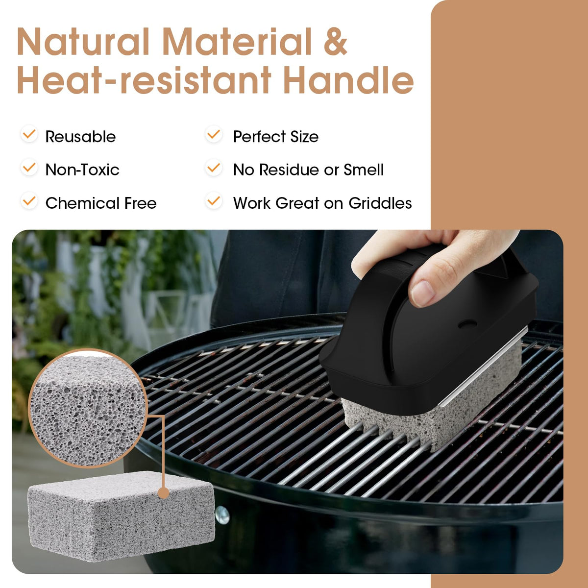 AWEASROY pumice griddle stone for rust and stain removal on grills.