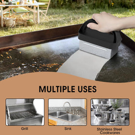 AWEASROY heat resistant handle supports safer grill cleaning sessions.