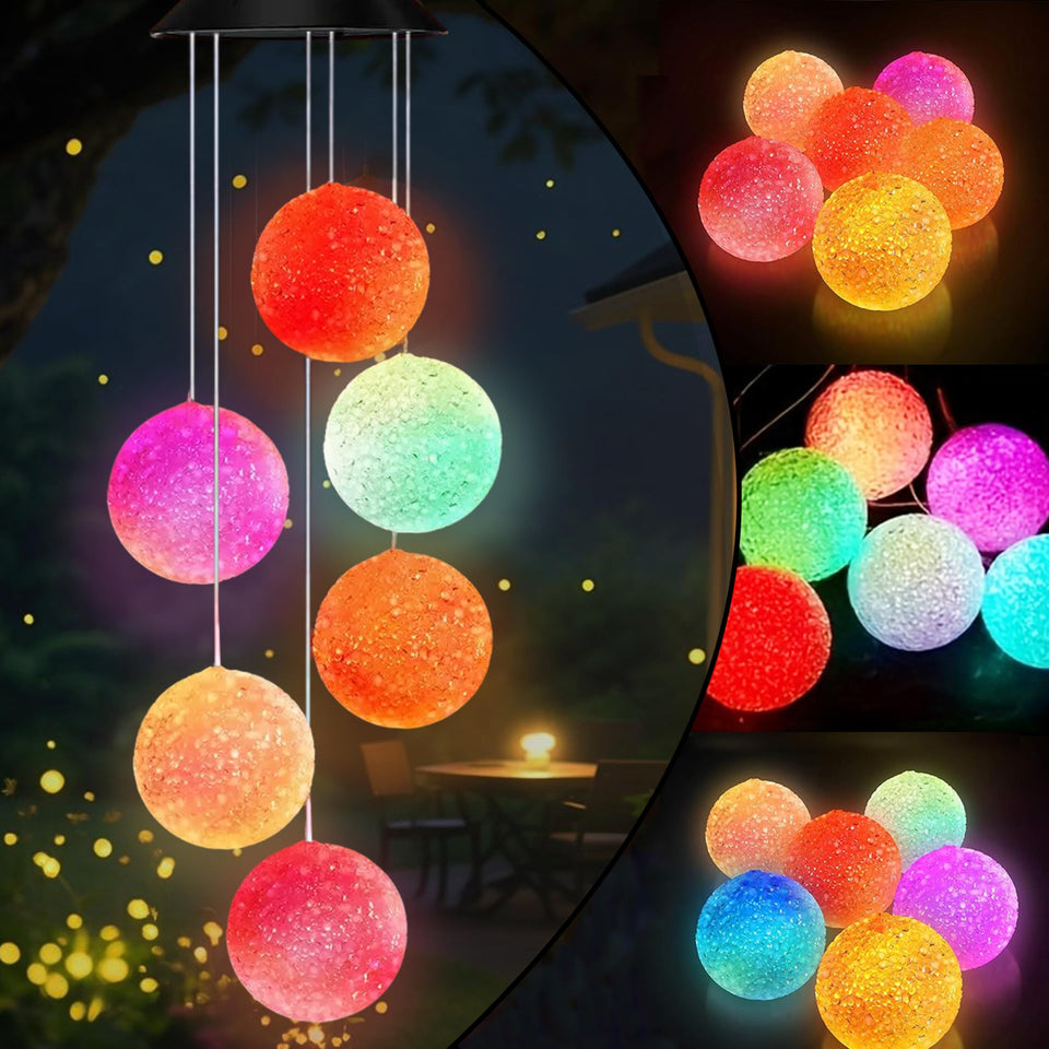 AWENDIETOU solar wind chime outside with color changing crystal ball for magical garden nights