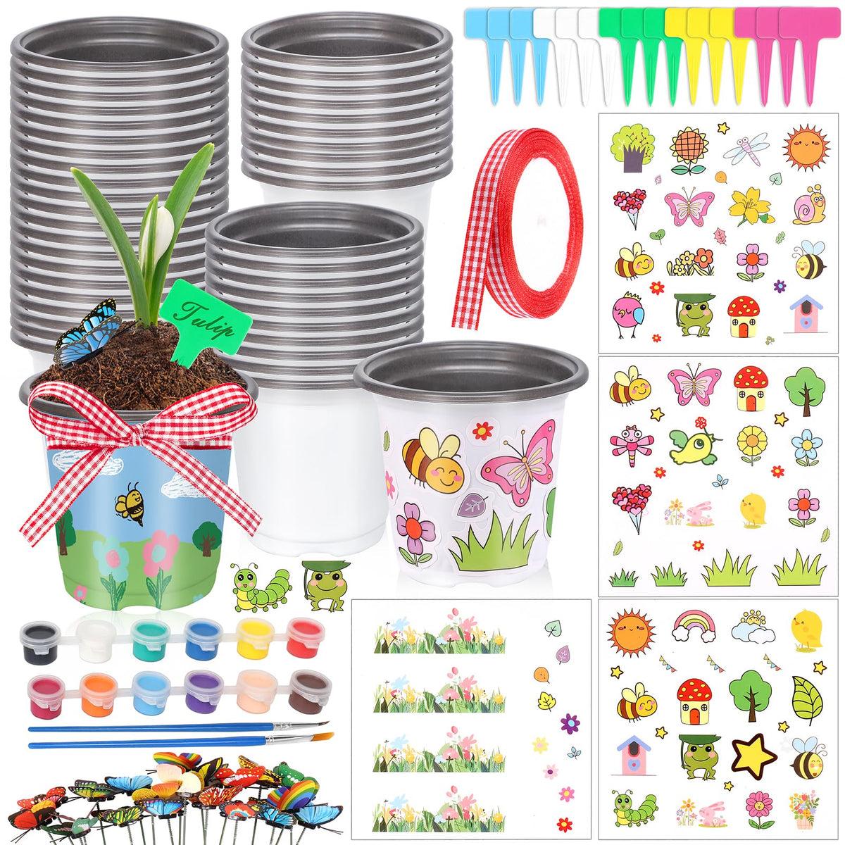 Aweyka Garden Pot Craft Kit with 50 pots for classroom or family planting.