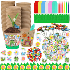 Aweyka garden pot craft kit with decorated pots for kids to personalize and grow plants