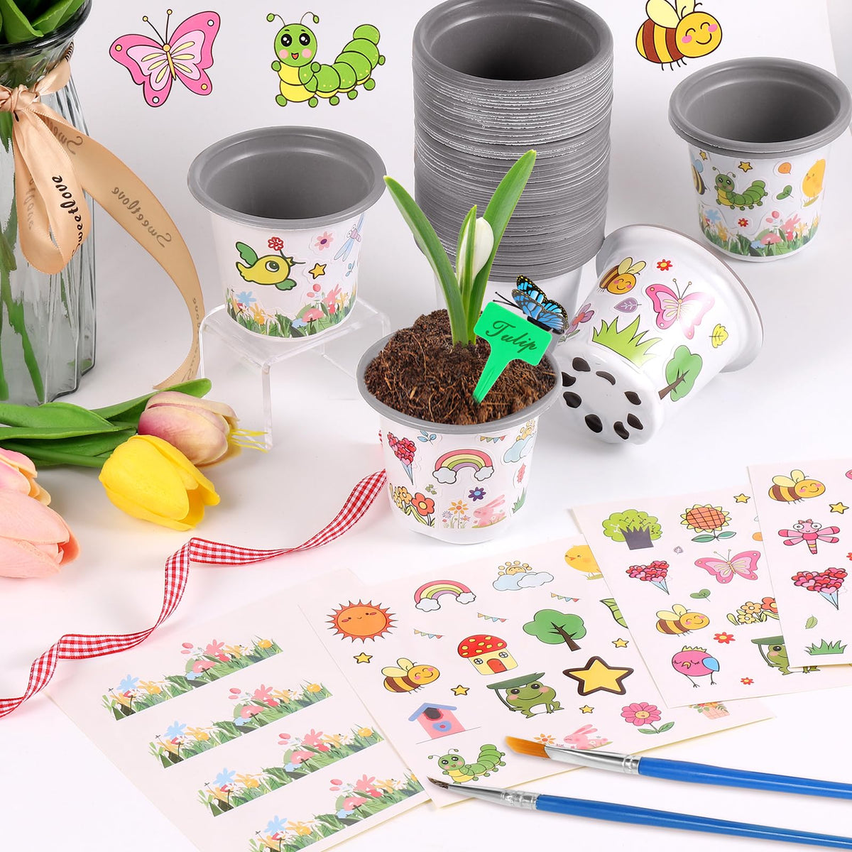 Aweyka four painting tools to customize pots and create unique designs.