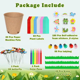Aweyka paper peat pots ready to decorate with vibrant labels