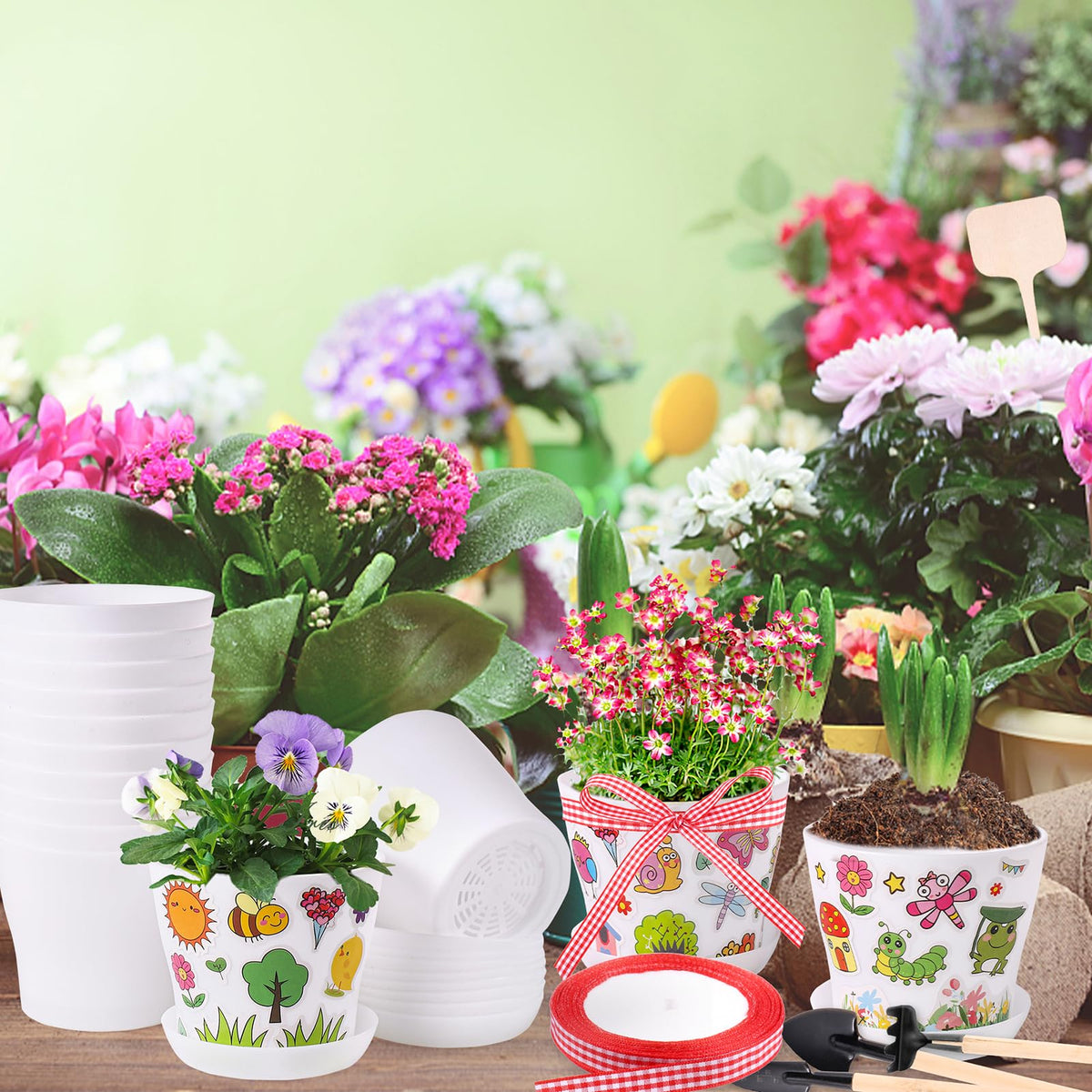 Aweyka ribbon for decorating pots enhances gift-ready setups
