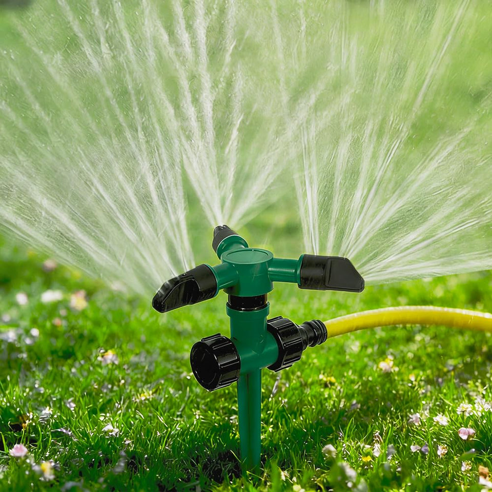 Awiaub Sprinkler 360-degree rotation delivers even coverage for large lawns.
