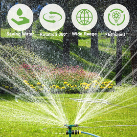 Awiaub Wide-area garden irrigation extends coverage across plants and lawns.