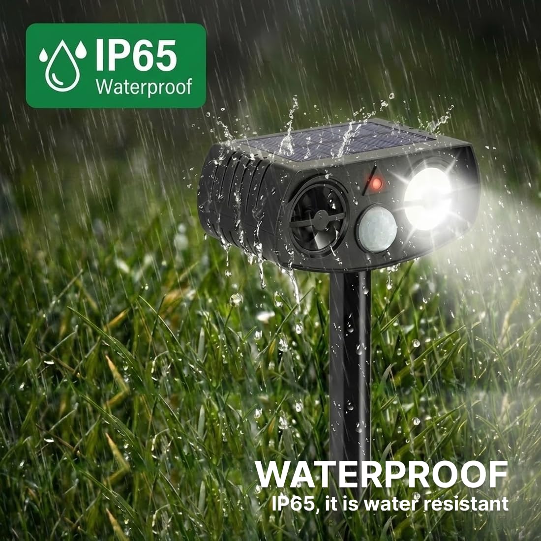 AWISH motion-activated deterrent delivers ultrasonic sound and LED flash