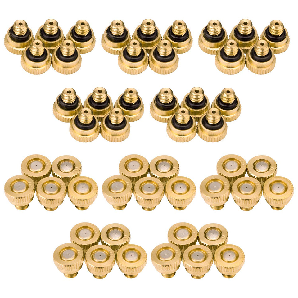 Awpeye brass misting nozzle with 0.012 inch orifice for fine outdoor cooling.