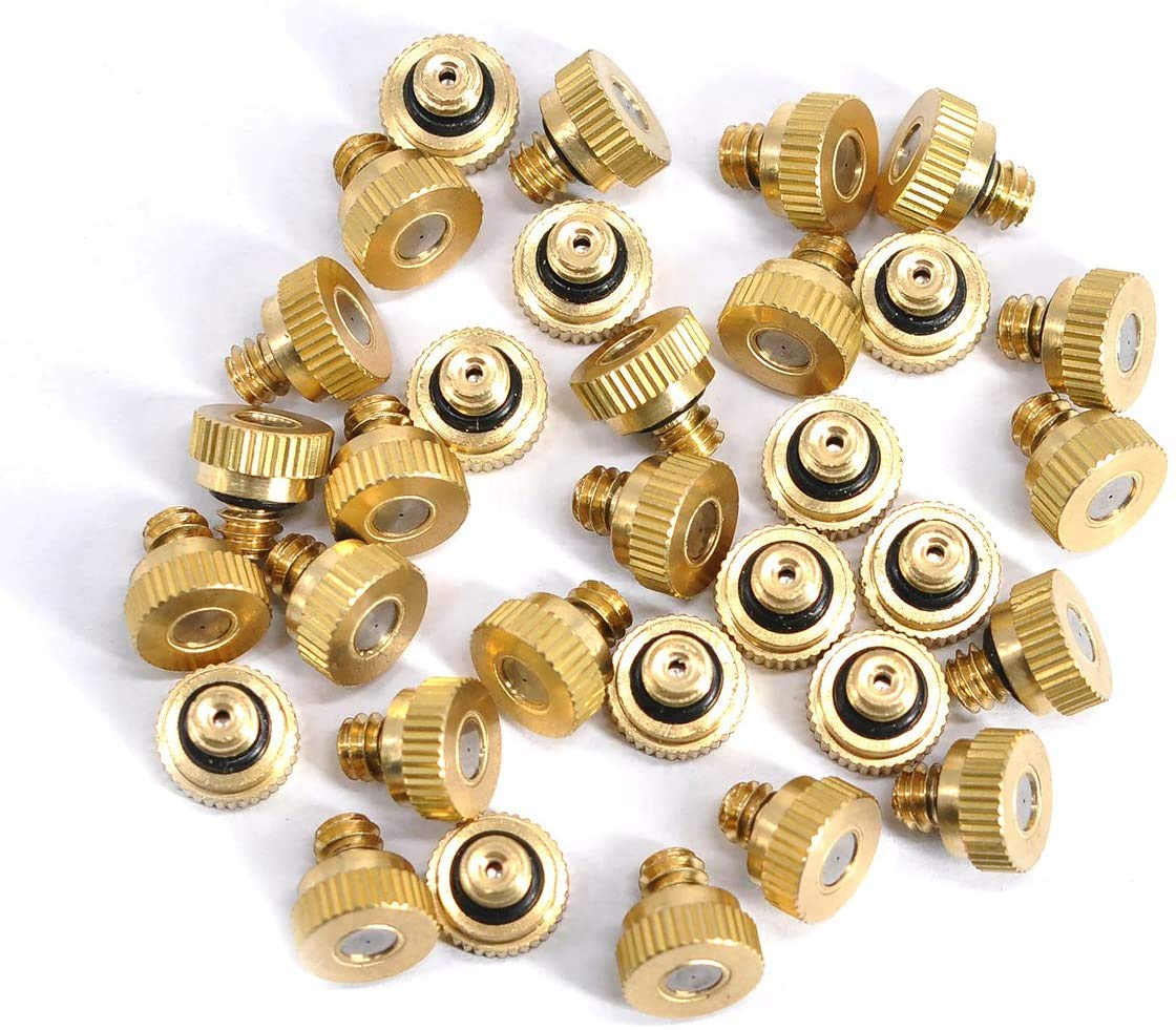 Awpeye brass misting nozzle 10/24 UNC fit for simple patio system installation.