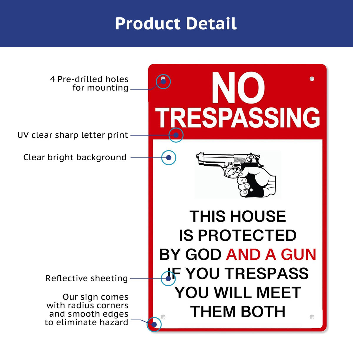 awrjdos easy-install four-hole sign for quick mounting.