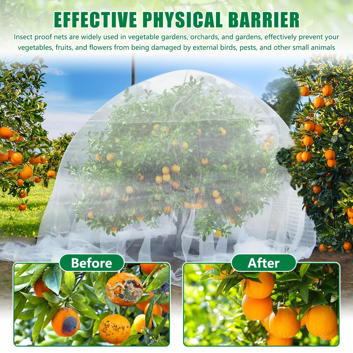 Axcoix fruit tree netting cicadas shields fruit trees with clear mesh.