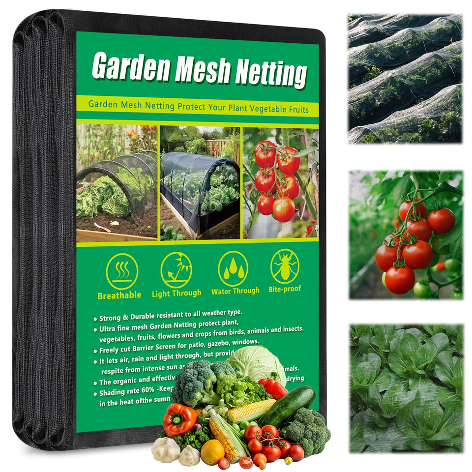 Axcoix garden netting 10x50ft cover protects raised beds from pests.
