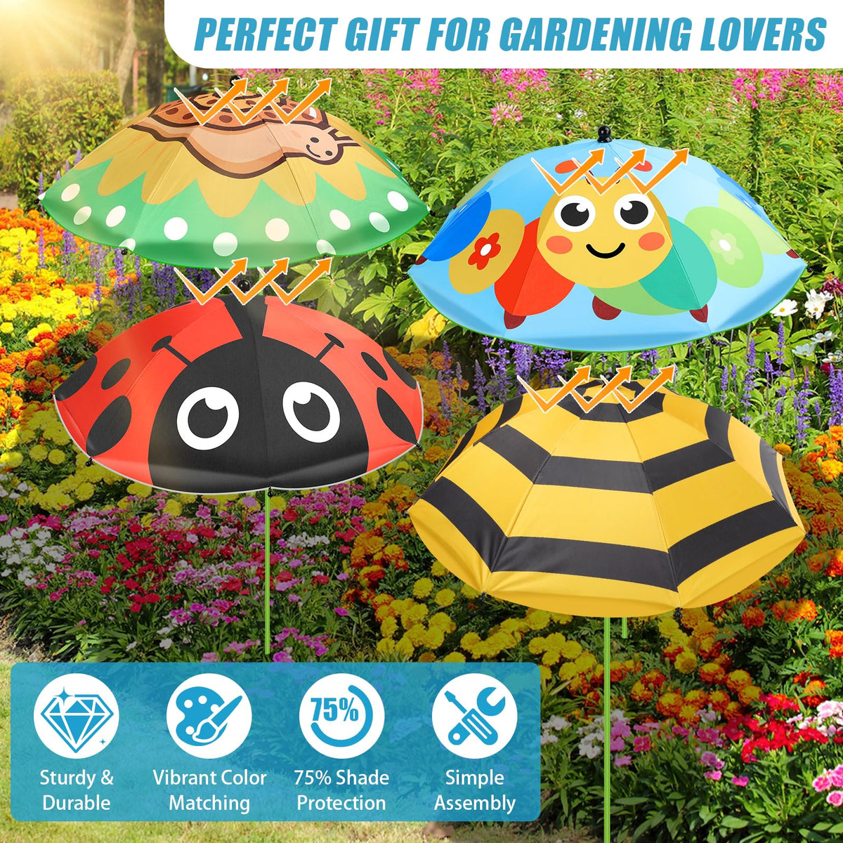 Axcoix garden-scene plant umbrella blends with outdoor decor while protecting sun-sensitive plants.