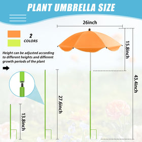 Axcoix orange plant umbrella provides versatile shade for garden beds and small pots.