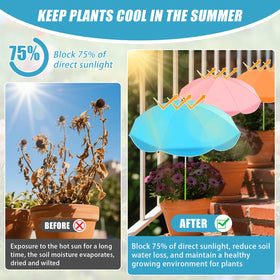 Axcoix plant umbrella with sturdy alloy frame in a garden.