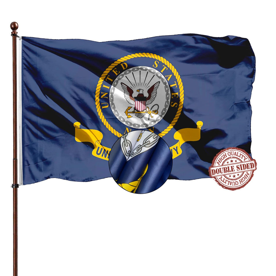 AXJBW navy emblem flag front view for strong outdoor visibility.