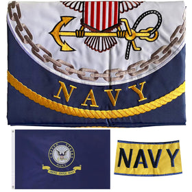 AXJBW navy embroidered flag front view highlighting vivid emblem and stitching