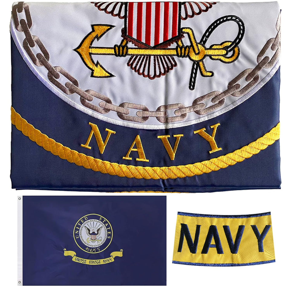 AXJBW navy embroidered flag front view highlighting vivid emblem and stitching