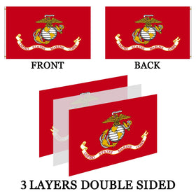 AXJBW USMC flag with strong Oxford header and two grommets for sturdy mounting