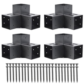 AXWHYS 4x4 pergola bracket exterior view shows durable black powder coating for outdoor use.