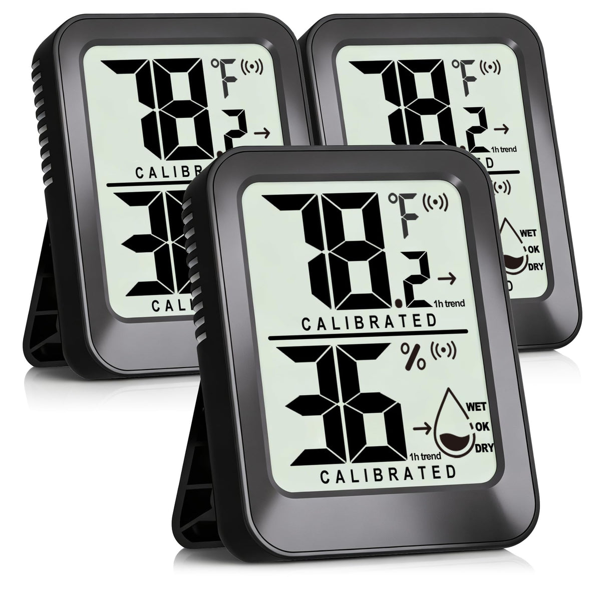 AyayaBoss 3-pack thermometer display showing room temperature and humidity for accurate monitoring