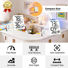 AyayaBoss mini thermometer with kickstand for bedside or desk use