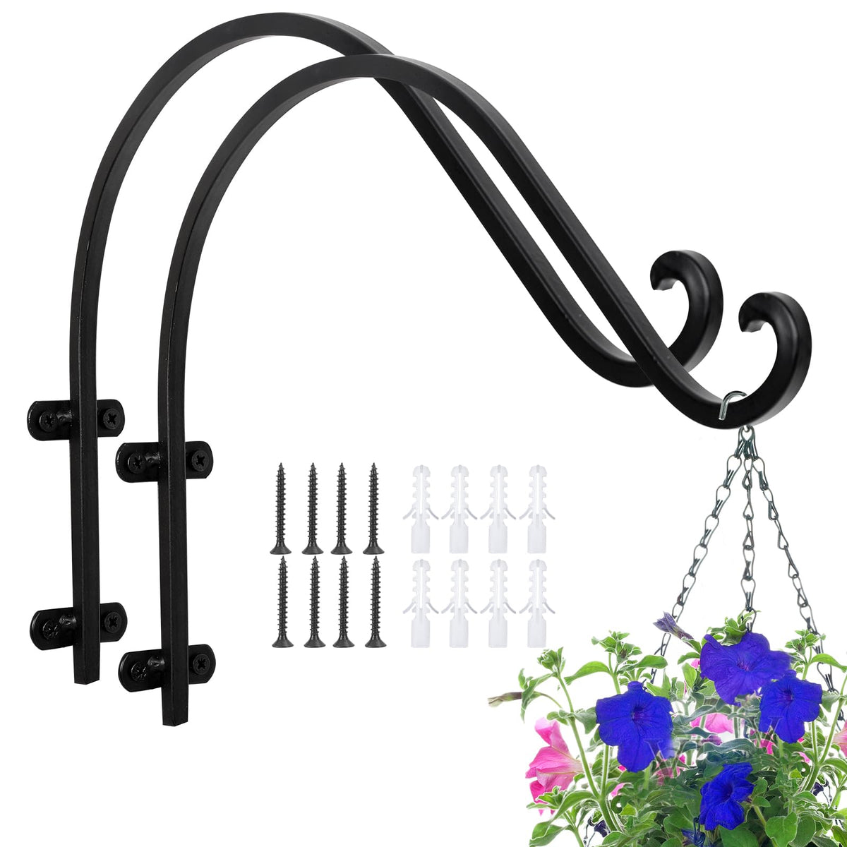 AYAYGD 2pack 16inch hanging brackets secure outdoor plant baskets.
