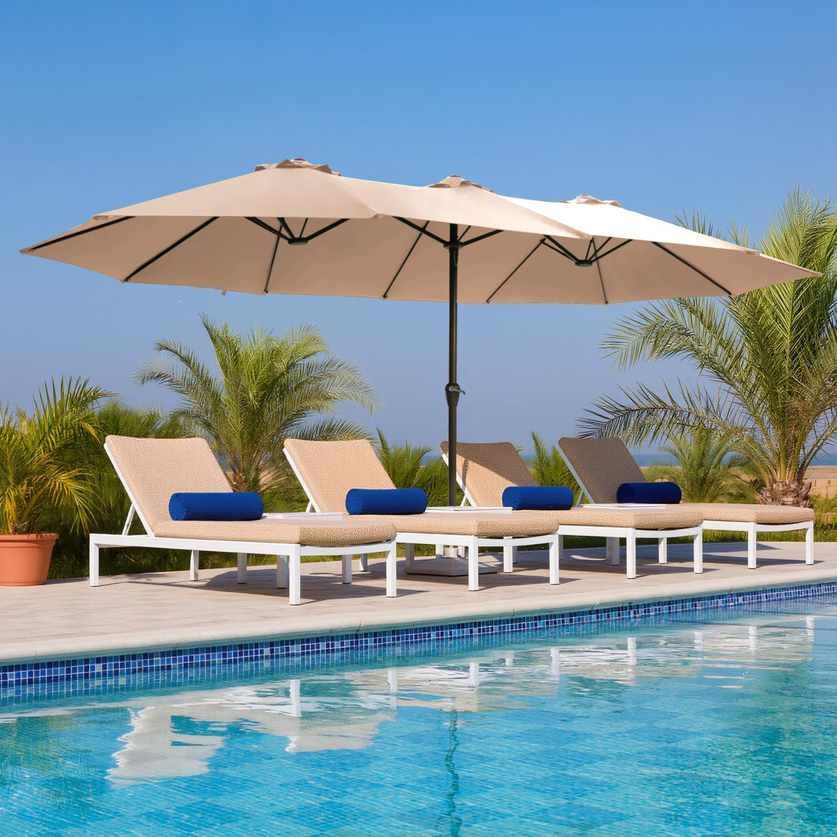 Ayge 135sqft shaded area shows large coverage suitable for 4–8 seats