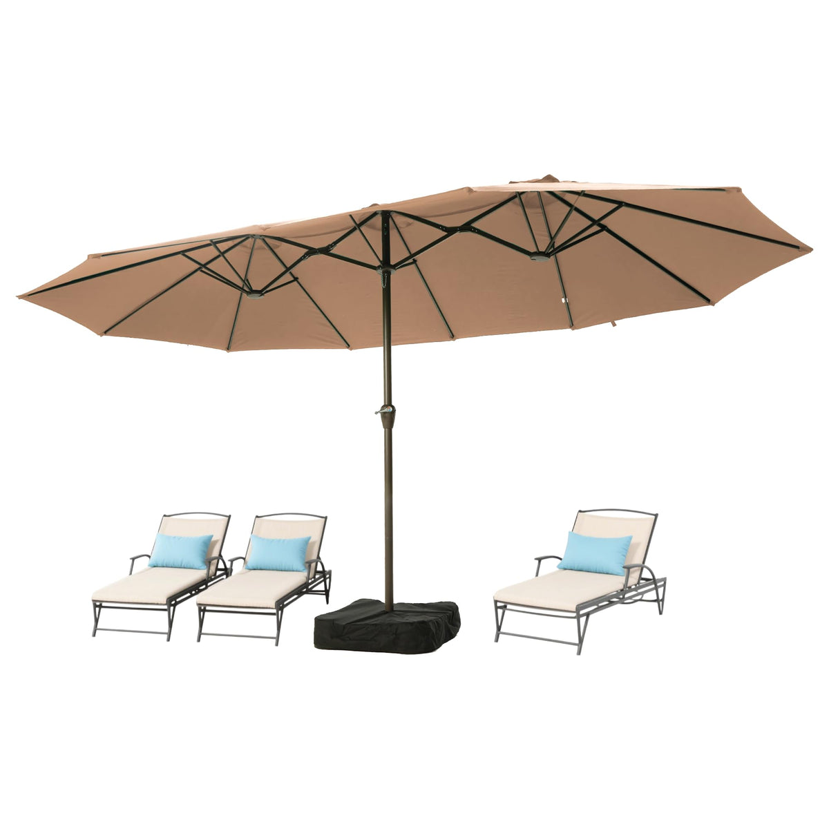 Ayge 15ft patio umbrella base with cross-base and sandbags for stable outdoor shade