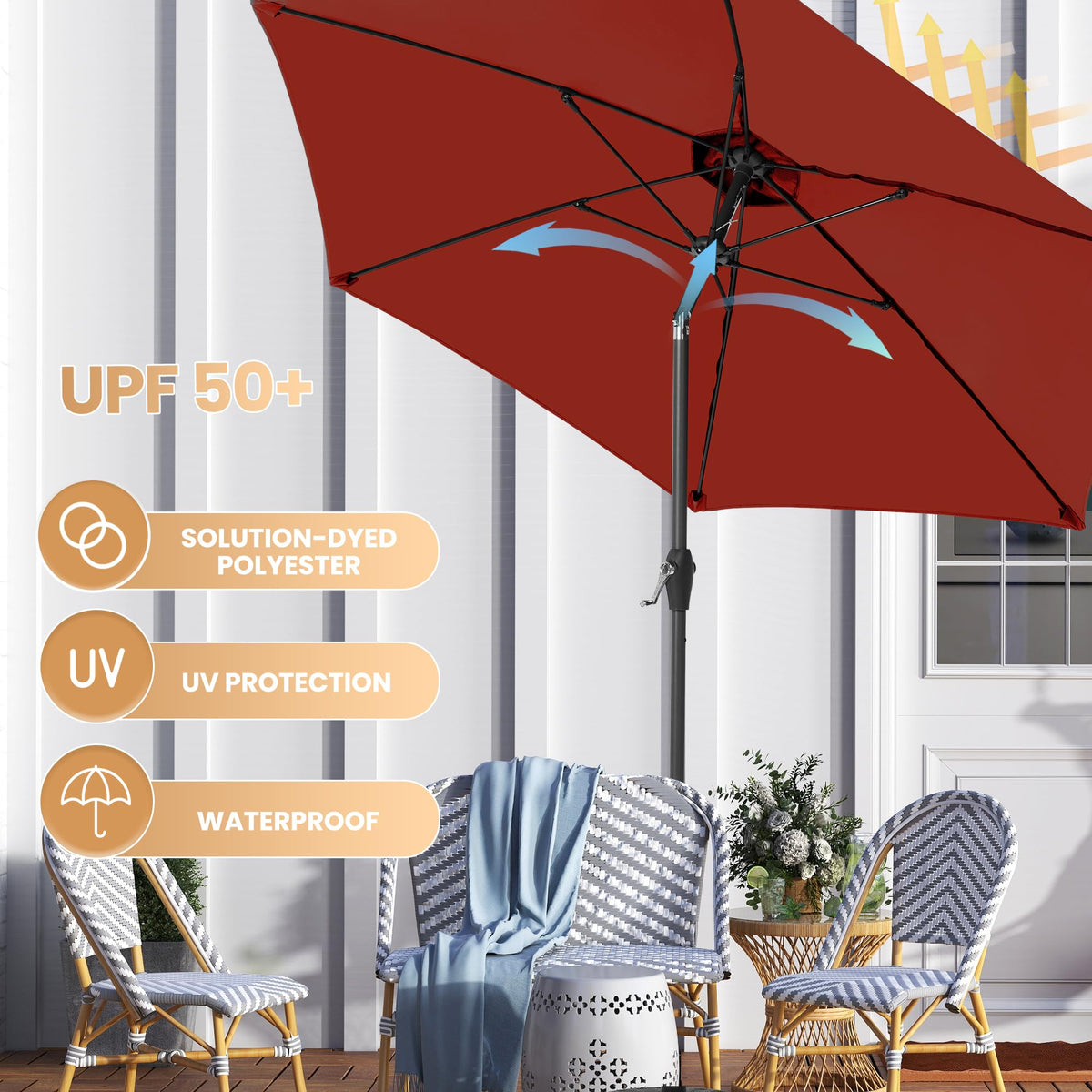 Ayge 7.5ft umbrella crank tilt control demonstrates easy sun shading adjustment