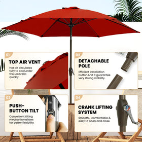 Ayge 7.5ft umbrella side profile highlights sturdy frame for windy days