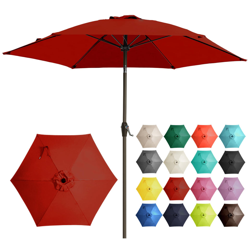 Ayge 7.5ft umbrella top view shows UV-resistant canopy providing shade for outdoor gatherings
