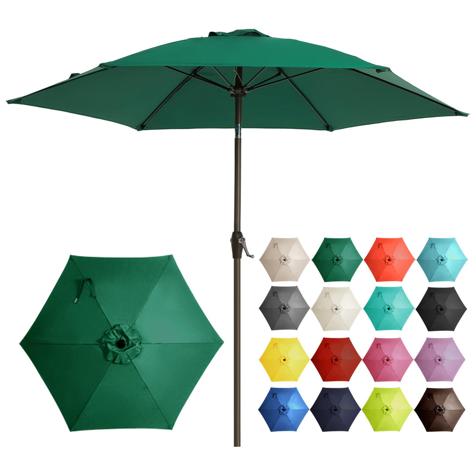 Ayge 7.5ft umbrella canopy close-up showing fade-resistant fabric and UV protection