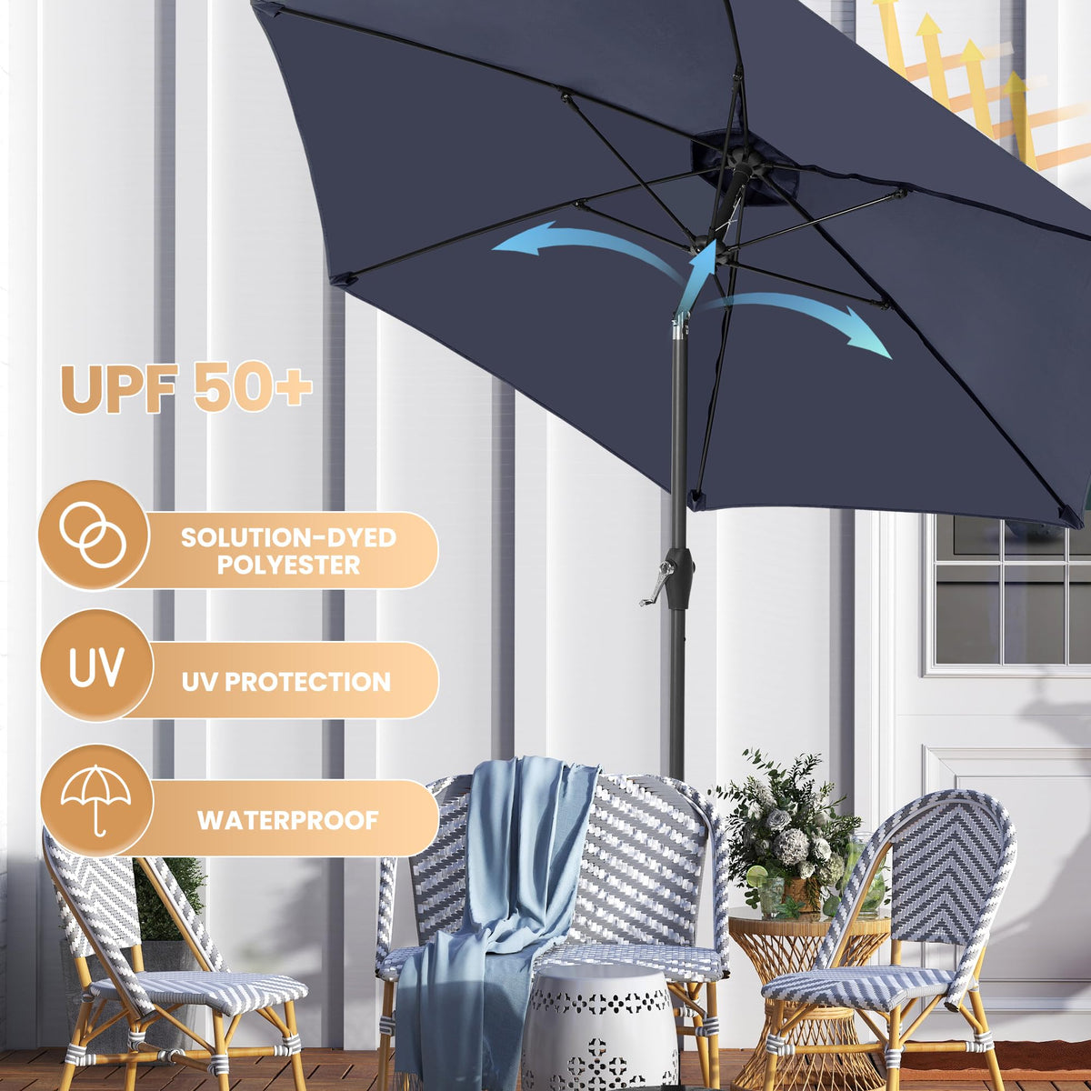 Ayge 7.5ft patio umbrella crank operation for quick setup.