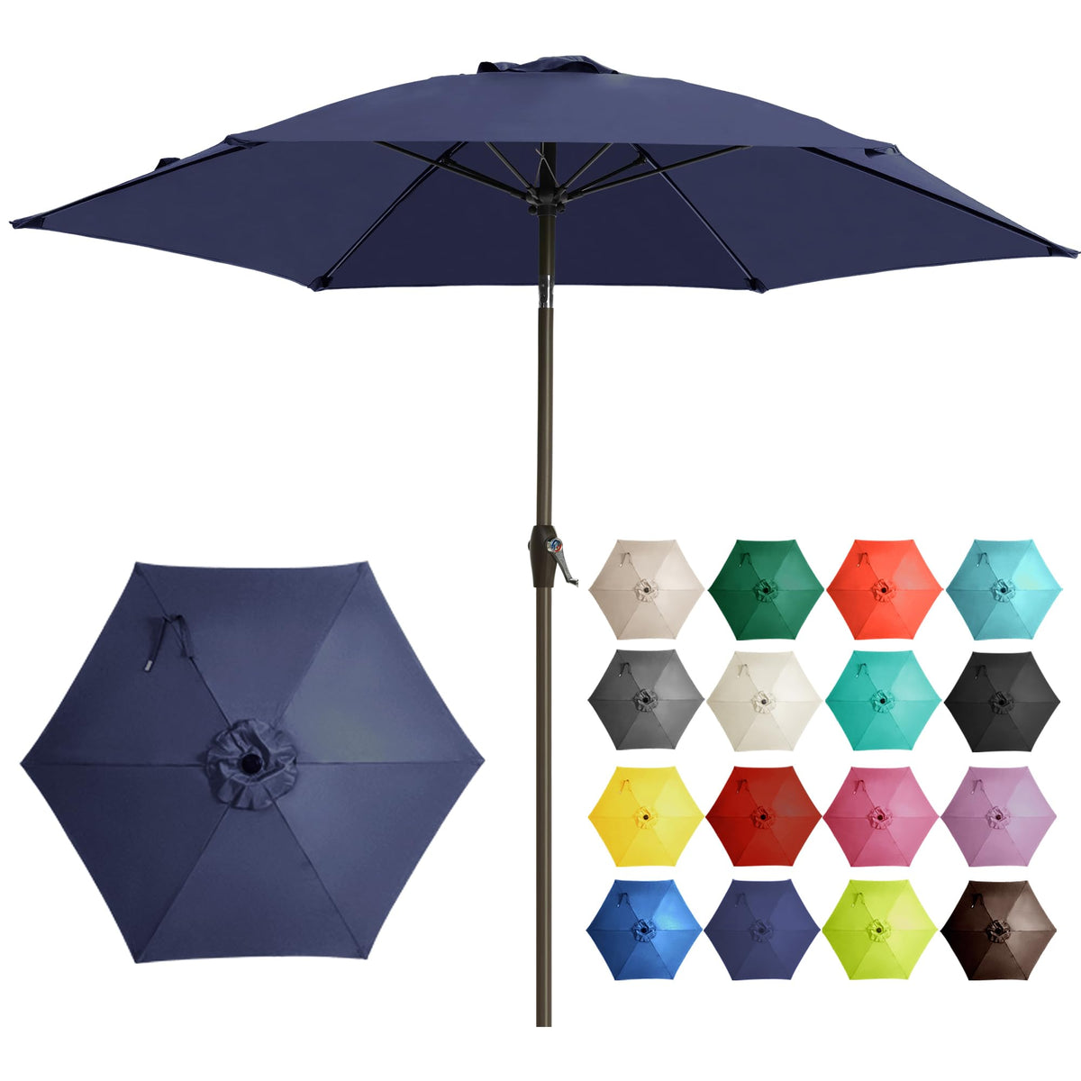 Ayge 7.5ft patio umbrella open canopy provides shade at the deck.