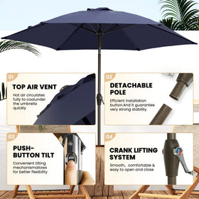 Ayge 7.5ft patio umbrella tilt function enables directional shade.