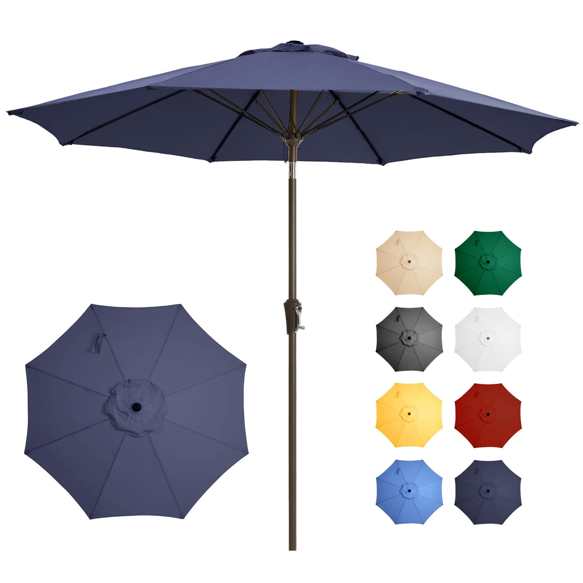 Ayge 9ft patio umbrella top view showing a spacious canopy for shaded dining.