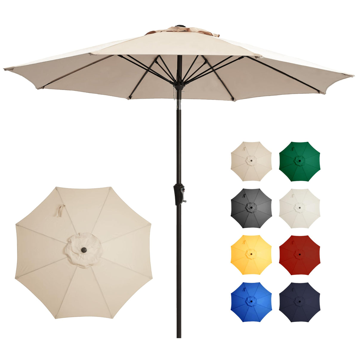 Ayge 9FT umbrella top view offering ample shade and UV protection.