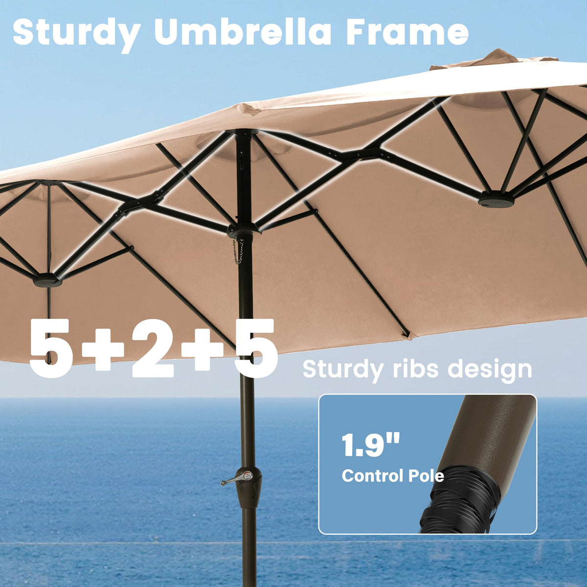 Ayge easy-crank operation enables quick setup and reliable shade